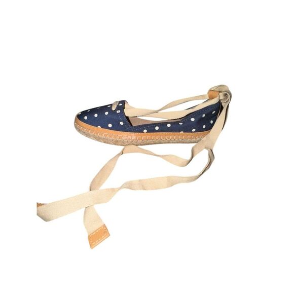 Antonio Melani Luluna Blue Polka Dot Ankle Wrap Espadrille Flats Size 7.5 - Picture 6 of 13